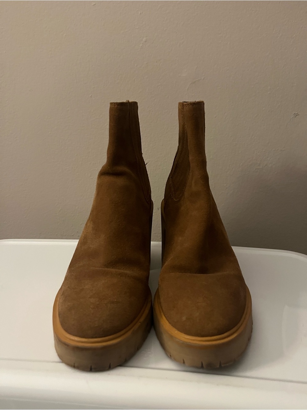 Dolce Vita Brown Suede Chelsea Platform Booties